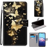 Voor Motorola Moto E (2020) Gekleurde tekening Cross Texture Horizontale Flip PU lederen hoes met houder & kaartsleuven & portemonnee & lanyard (Golden Butterfly Group)