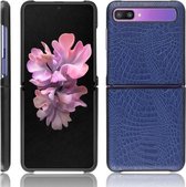 Voor Galaxy Z Flip Shockproof Crocodile Texture PC + PU Case (Blauw)