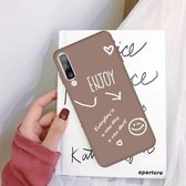 Voor Galaxy A70 Enjoy Love Pattern Frosted TPU beschermhoes (kaki)