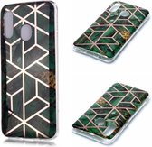 Voor Galaxy A40 Plating Marble Pattern Soft TPU beschermhoes (groen)