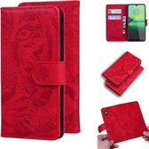 Voor Motorola Moto G8 Play / One Macro Tiger Embossing Pattern Horizontale Flip lederen tas met houder & kaartsleuven & portemonnee (rood)