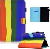 Voor Huawei MatePad T8 Gekleurde Tekening Horizontale Flip Leren Case met Houder & Kaartsleuven (Regenboog)