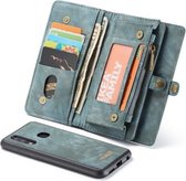 CaseMe-008 afneembare multifunctionele retro matte horizontale flip lederen hoes voor Galaxy A20 / M10S, met kaartsleuf en houder en ritsportemonnee en fotolijst (blauw)