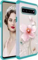 Gekleurde tekening patroon PC + TPU beschermhoes voor Galaxy S10 5G (Pearl Flower)