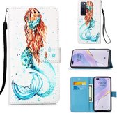 Voor Huawei nova 7 Pro 5G Schilderen Horizontale Flip Leren Case met Houder & Kaartsleuf & Portemonnee & Lanyard (Zeemeermin)