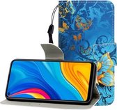 Voor Huawei Honor Play 3 / Enjoy 10 Gekleurde Tekening Horizontale Flip Leren Case met Houder & Kaartsleuf & Portemonnee (Jade Vlinder)