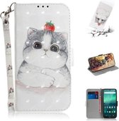 Voor Nokia 1.3 3D Gekleurde Tekening Horizontale Flip Leren Case met Houder & Kaartsleuf & Portemonnee & Lanyard (Leuke Kat)