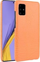 Voor Galaxy A71 5G schokbestendige krokodiltextuur pc + PU-hoes (oranje)