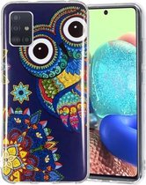 Voor Samsung Galaxy A51 5G Lichtgevende TPU mobiele telefoon beschermhoes (blauwe uil)