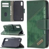 Voor Samsung Galaxy A01 Bijpassende kleur Krokodiltextuur Horizontale flip PU lederen tas met portemonnee & houder & kaartsleuven (groen)