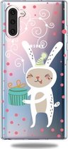 Voor Galaxy Note10 Trendy schattig kerstpatroon doorzichtig TPU beschermhoes (geschenk konijn)