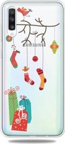 Voor Galaxy A70 trendy schattig kerstpatroon doorzichtig TPU beschermhoes (zwarte boomgift)