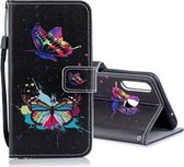 Voor Galaxy A20s Gekleurde Tekening Patroon Horizontale Flip PU Lederen Case met Houder & Kaartsleuven & Portemonnee & Lanyard (Kleurrijke Vlinder)