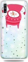 Voor Galaxy A70 Trendy schattig kerstpatroon doorzichtig TPU beschermhoes (ondersteboven sneeuwpop)