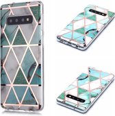 Voor Galaxy S10 Plating Marble Pattern Soft TPU beschermhoes (groen wit)