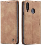Voor Galaxy A20s CaseMe-013 multifunctionele horizontale flip lederen tas met kaartsleuf & houder & portemonnee (bruin)