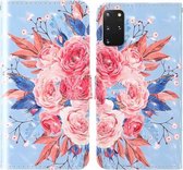 Voor Samsung Galaxy S20 + 3D schilderij Gekleurd tekeningpatroon Horizontaal Flip TPU + PU lederen tas met houder & kaartsleuven & portemonnee & lanyard (gekleurde bloemen)