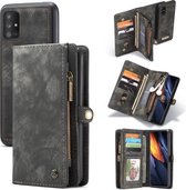 Voor Galaxy A71 CaseMe Afneembare multifunctionele horizontale flip lederen tas, met kaartsleuf en houder en ritsportemonnee en fotolijst (zwart)