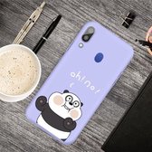 Voor Galaxy A40 Cartoon Animal Pattern Shockproof TPU beschermhoes (Purple Panda)