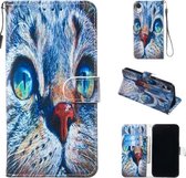 Leren beschermhoes voor iPhone XR (Blue Cat)