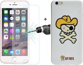 ENKAY Hat-Prince 2-in-1 creatief karakterpatroon Wit TPU-beschermhoes + 0.26 mm 9H + oppervlaktehardheid 2.5D explosieveilige gehard glasfilm voor iPhone 6 & 6s