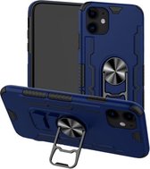 Voor iPhone 11 Bear Case Style TPU + PC + Metal Rotating Support 3-in-1 Fall Proof Protective Shell (Deep Blue)