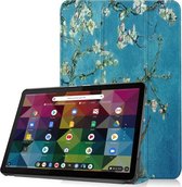 Voor Lenove Duet Chromebook Custer Geschilderd patroon Horizontaal Flip Smart Flat PU lederen tas met slaap- / wekfunctie en 3-voudige houder (abrikozenbloesem)