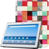 Voor Sharp Dtab D-41A Custer Geschilderd patroon Horizontaal Flip Smart Flat PU lederen tas met slaap- / wekfunctie en 3-voudige houder (magische kubus)