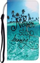 Samsung Galaxy Note 20 Hoesje - Mobigear - Design Serie - Kunstlederen Bookcase - Never Stop Dreaming - Hoesje Geschikt Voor Samsung Galaxy Note 20