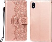 Voor Xiaomi Redmi 7A Flower Vine Embossing Pattern Horizontale Flip Leather Case met Card Slot & Holder & Wallet & Lanyard (Rose Gold)