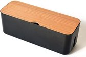 Stroomkabel Opbergdoos Case Anti-stof Oplader Socket Organizer Desktop Netwerk Lijn Opbergbak (Zwart)