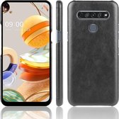 Voor LG K61 Shockproof Litchi Texture PC + PU Case (Zwart)