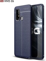 Voor Vivo Z6 Litchi Texture TPU schokbestendig hoesje (marineblauw)