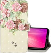 Voor Xiaomi Redmi Note 8 Pro 3D Gekleurde Tekening Horizontale Flip PU Lederen Case met Houder & Kaartsleuven & Portemonnee (Grote Bloem Vlinder)