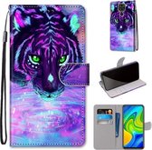 Voor Xiaomi Redmi 10X 4G / Note 9 Gekleurde Tekening Cross Textuur Horizontale Flip PU Lederen Case met Houder & Kaartsleuven & Portemonnee & Lanyard (Tijger Drinkwater)