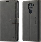 Voor Geschikt voor Xiaomi Redmi Note 9 Forwenw F1 Serie Mat Sterk Magnetisme Horizontale Flip Leren Case met Houder & Kaartsleuven & Portemonnee & Fotolijst (Zwart)