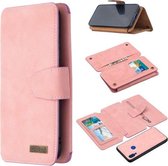 Voor Xiaomi Redmi 7 Afneembare Frosted Magnetische Horizontale Flip Leren Case met Kaartsleuven & Houder & Rits Portemonnee & Fotolijst (Roze)