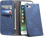 PU + TPU horizontale flip lederen hoes met houder en kaartsleuven en portemonnee voor iPhone 7/8 (blauw)