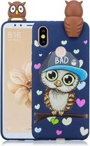 Voor Xiaomi Redmi 6 Pro schokbestendige cartoon TPU beschermhoes (blauwe uil)