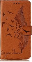 Veerpatroon Litchi Textuur Horizontale Flip Leren Case met Portemonnee & Houder & Kaartsleuven Voor Xiaomi Redmi Note 8 Pro (Bruin)