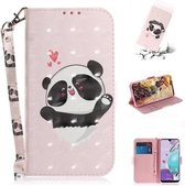 Voor LG Aristo 5 3D Gekleurde Tekening Horizontale Flip Leren Case met Houder & Kaartsleuven & Portemonnee & Lanyard (Hart Panda)