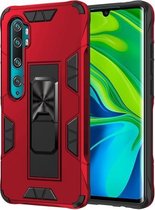 Voor Xiaomi Mi CC9 Pro Armor schokbestendig TPU + pc magnetische beschermhoes met onzichtbare houder (rood)