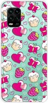 Voor Xiaomi Mi 10 Lite 5G schokbestendig geverfd transparant TPU beschermhoes (aardbeientaart)
