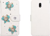 Voor Xiaomi Redmi 8A Horizontale flip effen kleur strass lederen tas met kaartsleuf & portemonnee & houder (drie vlinders)