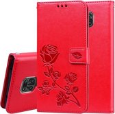 Voor Geschikt voor Xiaomi Redmi Note 9 Pro Rose reliëf horizontale flip PU lederen tas met houder & kaartsleuven & portemonnee (rood)
