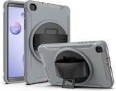 Voor Samsung Galaxy Tab A 8.4 (2020) T307 360 graden rotatie PC + TPU beschermhoes met houder & draagriem & pengleuf (grijs)