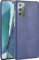Voor Samsung Galaxy Note20 schokbestendige krokodiltextuur pc + PU-hoes (blauw)