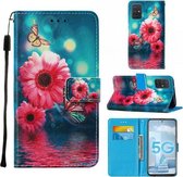 Voor Samsung Galaxy A51 5G Cross Textuur Schilderen Patroon Horizontale Flip Leren Case met Houder & Kaartsleuven & Portemonnee & Lanyard (Chrysanthemum)