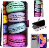 Voor Samsung Galaxy A10 Gekleurde Tekening Cross Textuur Horizontale Flip PU Lederen Case met Houder & Kaartsleuven & Portemonnee & Lanyard (Kleurrijke Laagcake)