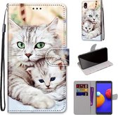 Voor Samsung Galaxy A01 Core Gekleurde Tekening Cross Textuur Horizontale Flip PU Lederen Case met Houder & Kaartsleuven & Portemonnee & Lanyard (Big Cat Hugging Kitten)